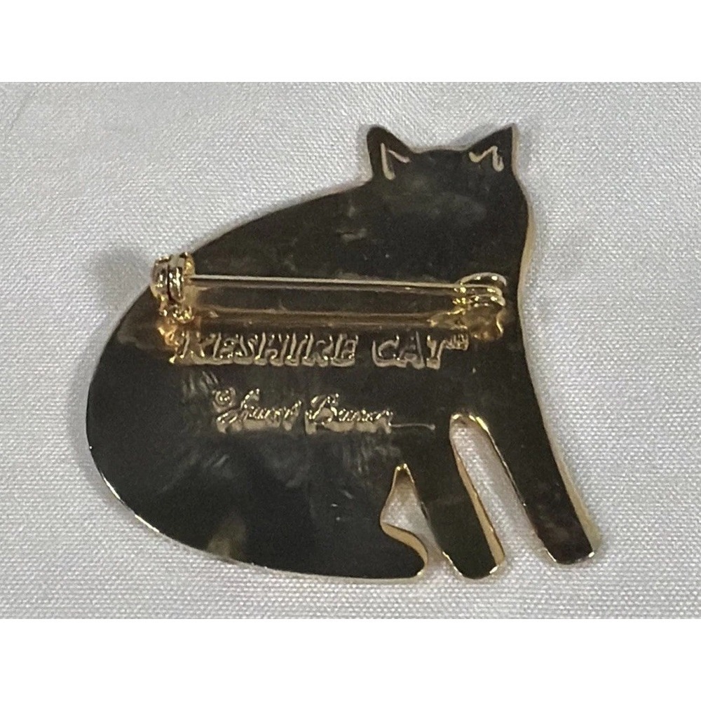 Vintage Laurel Burch Cheshire Cat Brooch Red Enamel Gold Tone Signed Pin - Picture 2 of 3